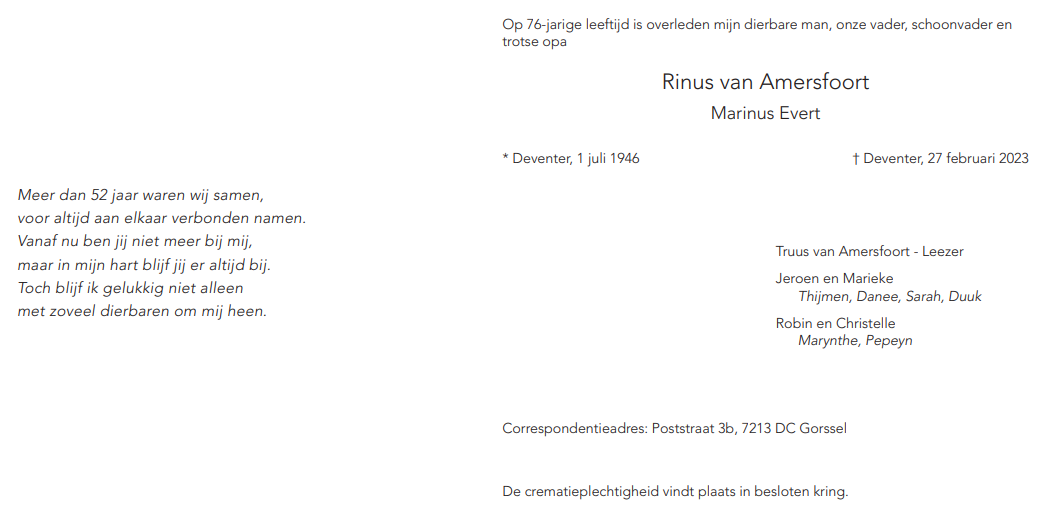 Rinus rouwkaart